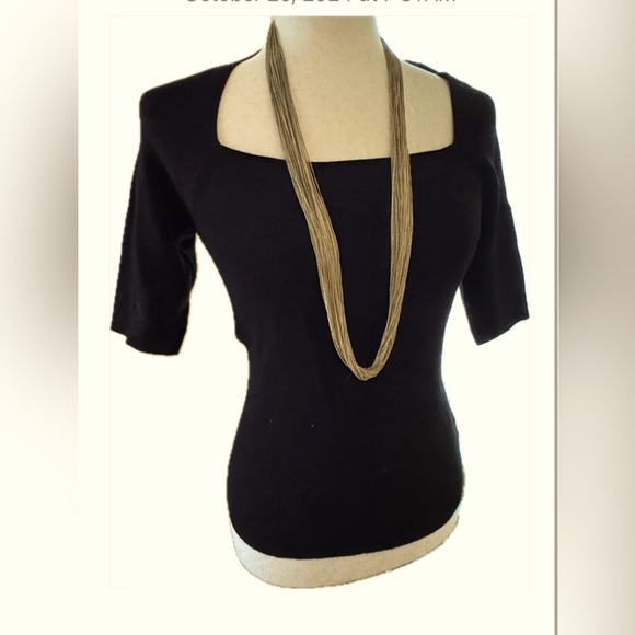 Elie. Ellie Tahari Sz S black, 1/2 sleeve top, perfect under cardi’s and blazers - Picture 1 of 5
